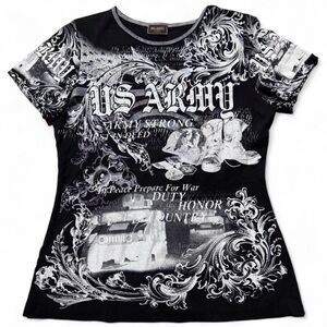 Big Bang US ARMY Graphic Tee - Black & White